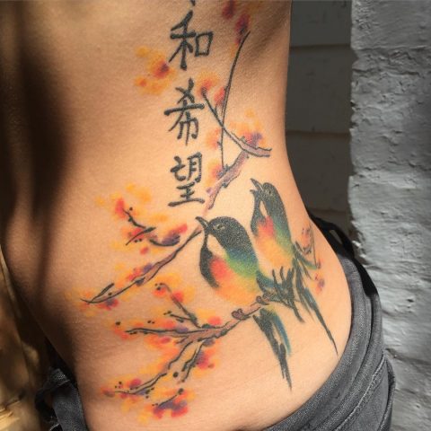 birds back tattoo