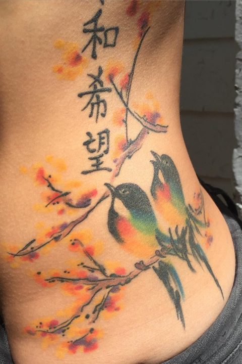 birds back tattoo