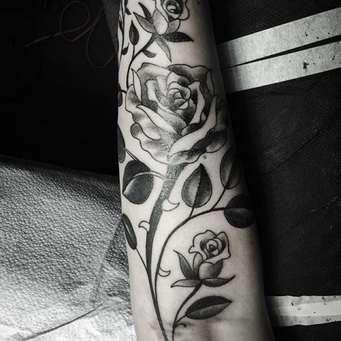 black and gray rose tattoo