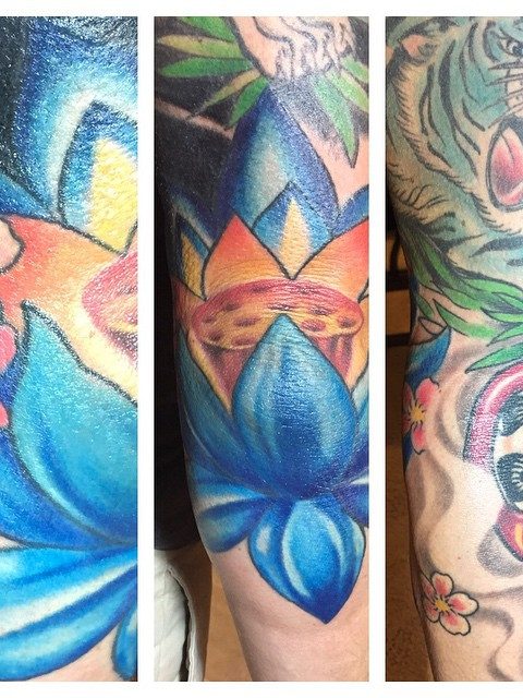 blue lotus and tiger sleeve