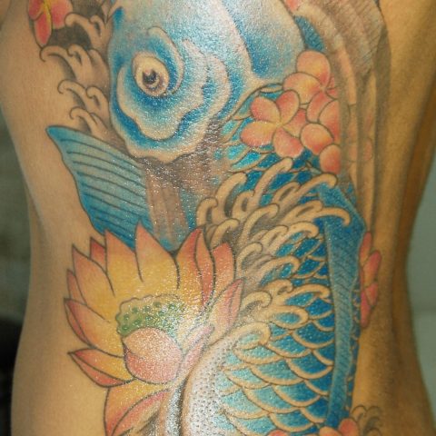 blue rib koi tattoo
