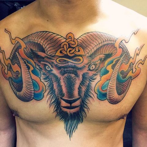 chest ram tattoo