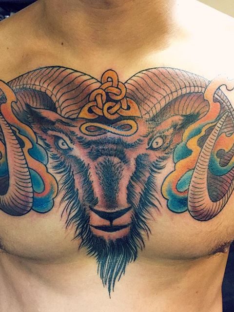 chest ram tattoo