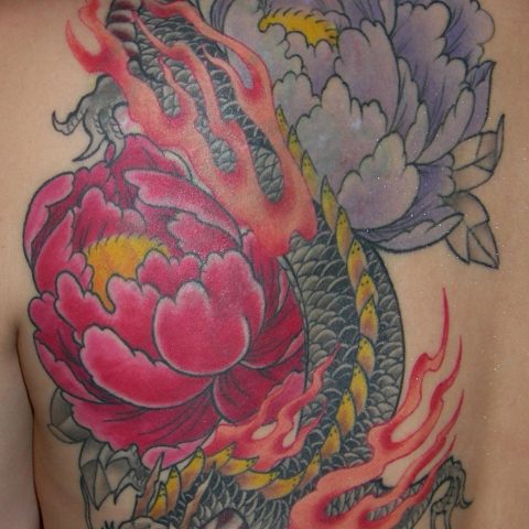 dragon and peony tattoo
