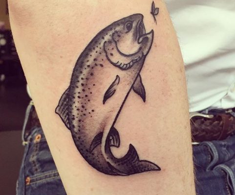 black and gray fish tattoo