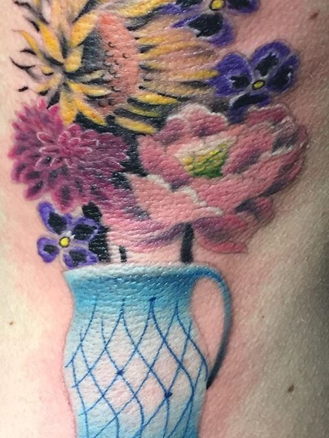 flower vase tattoo