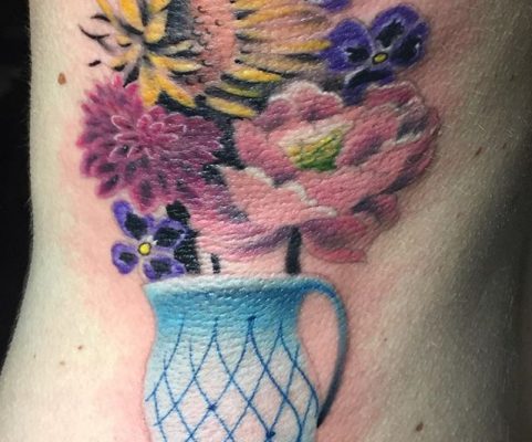 flower vase tattoo