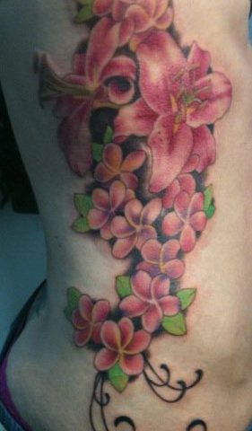 side flowers tattoo
