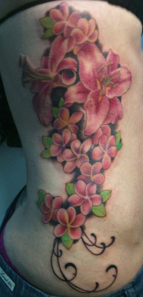 side flowers tattoo