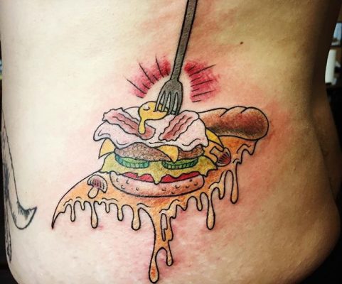 food with fork tattoo