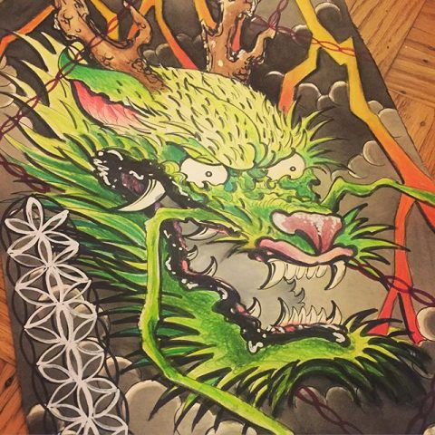 green dragon drawing