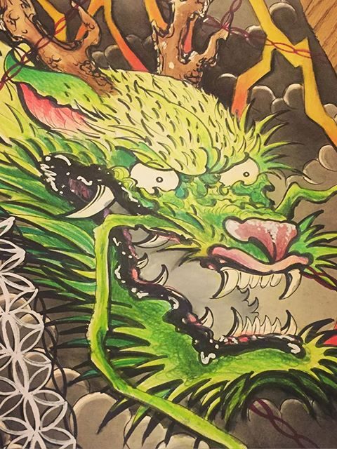 green dragon drawing