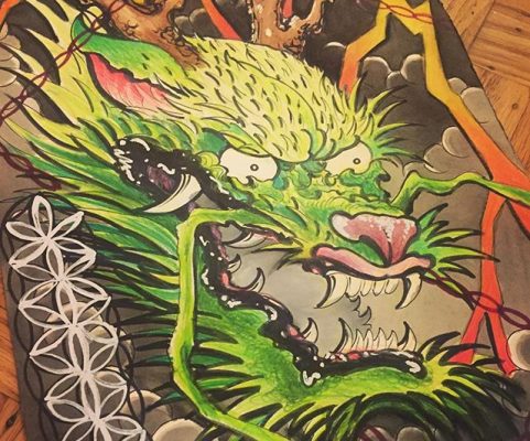 green dragon drawing