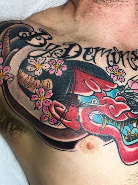 Hannya mask tattoo
