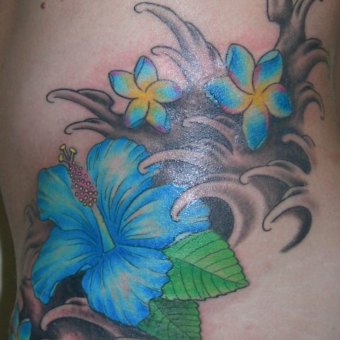 hibiscus and waves tattoo