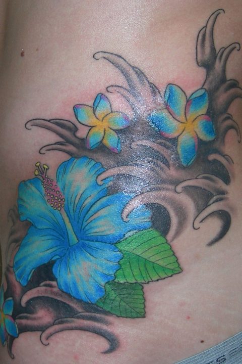 hibiscus and waves tattoo