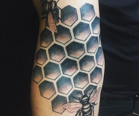 honeycomb and bees tattoo