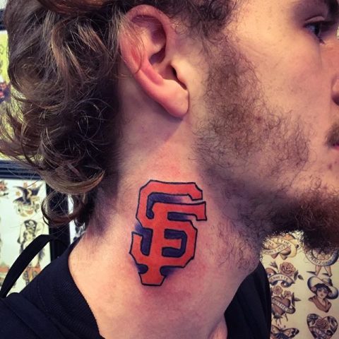 SF neck tattoo