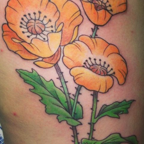 orange flowers tattoo
