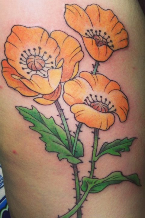 orange flowers tattoo