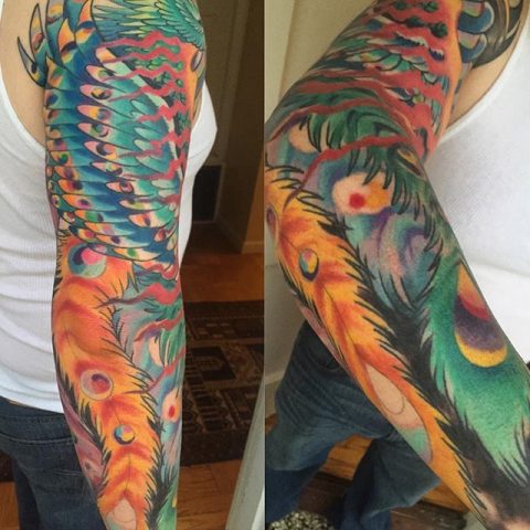 phoenix sleeve tattoo
