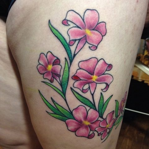 pink flowers tattoo