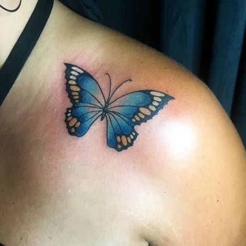 shoulder butterfly tattoo