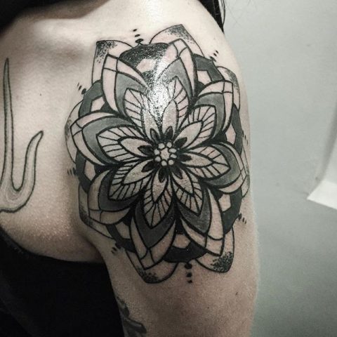 shoulder mandala tattoo