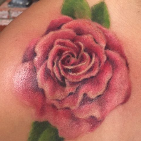 shoulder rose tattoo