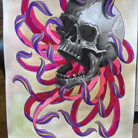 skull and color drawing