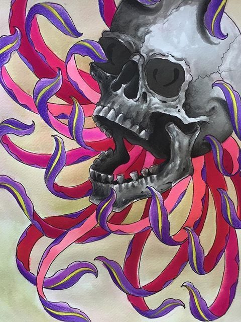 skull and color drawing