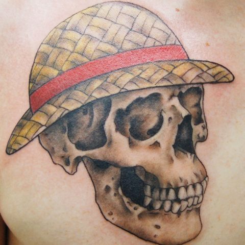 skull hat tattoo