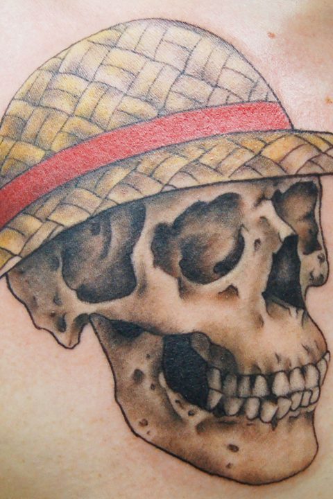 skull hat tattoo