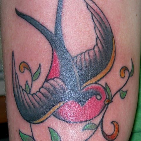sparrow with vines tattoo