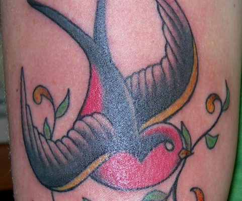 sparrow with vines tattoo