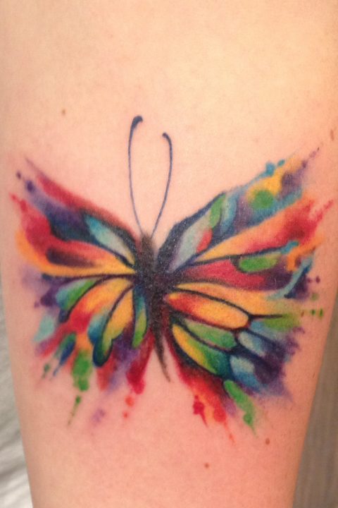 stained glass butterfly tattoo