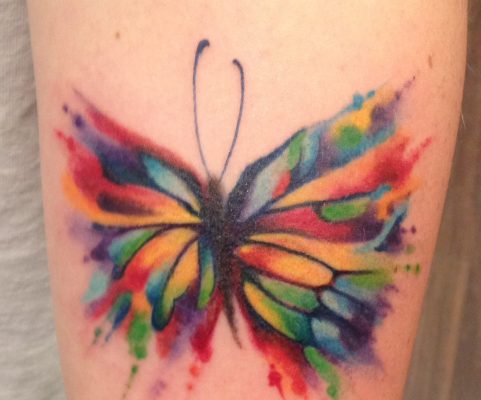 stained glass butterfly tattoo