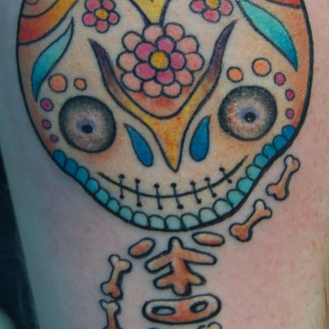 sugar skull cartoon tattoo