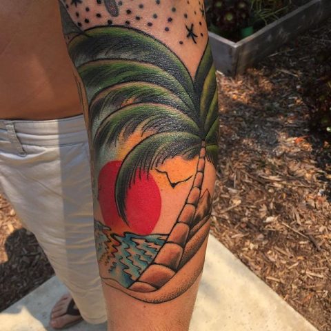 sunset beach tattoo