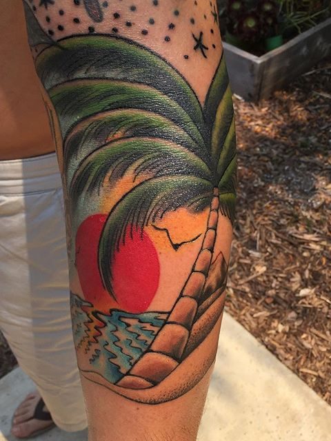 sunset beach tattoo