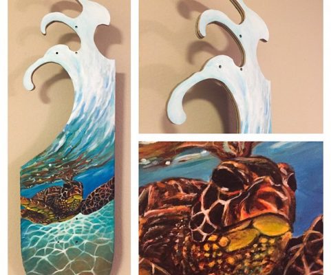 swimming turtle board collage
