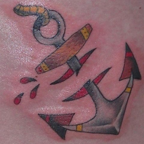 anchor cut-out tattoo