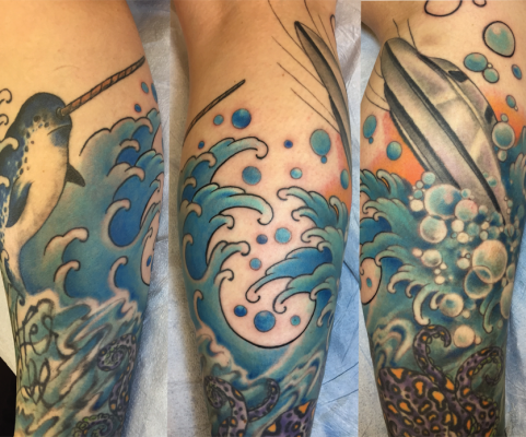 ufo crashing into sea tattoo