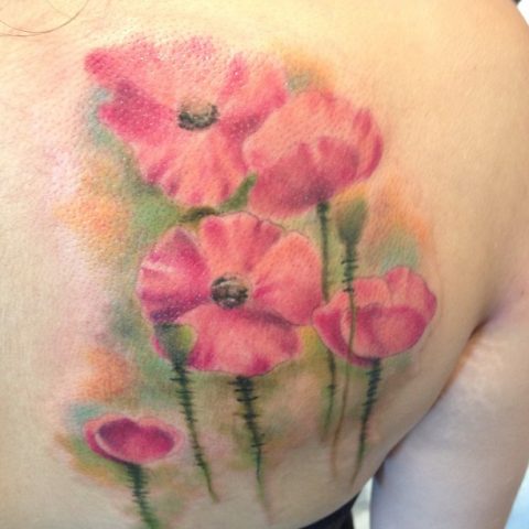 watercolor flowers tattoo