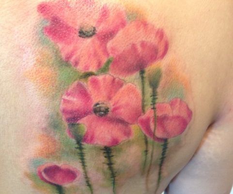 watercolor flowers tattoo