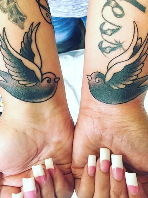wrist birds tattoo
