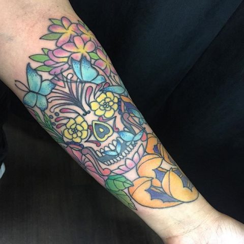 arm skull tattoo