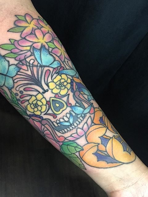 arm skull tattoo