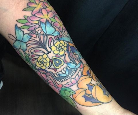 arm skull tattoo