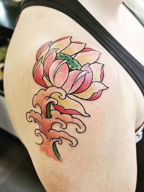 flower waves tattoo